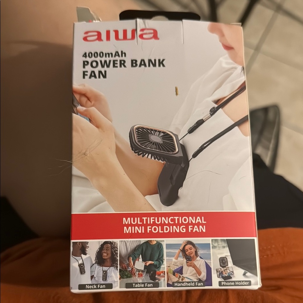 Black Multifunctional Mini Folding Fan with Power Bank